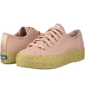 Keds Womens Pink Triple Kick Canvas Jute Sneaker